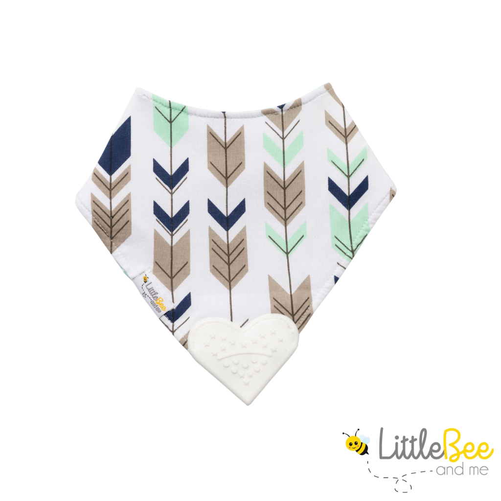 Bee Mint– Organic Reversible Teether Bib (Single Bib, 2 Looks) - Little Bee & Me