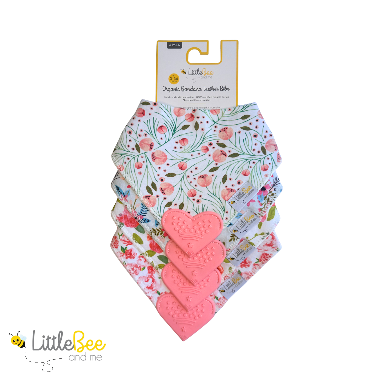 Bloom & Bee – Organic Bandana Teether Bibs (Set of 4)