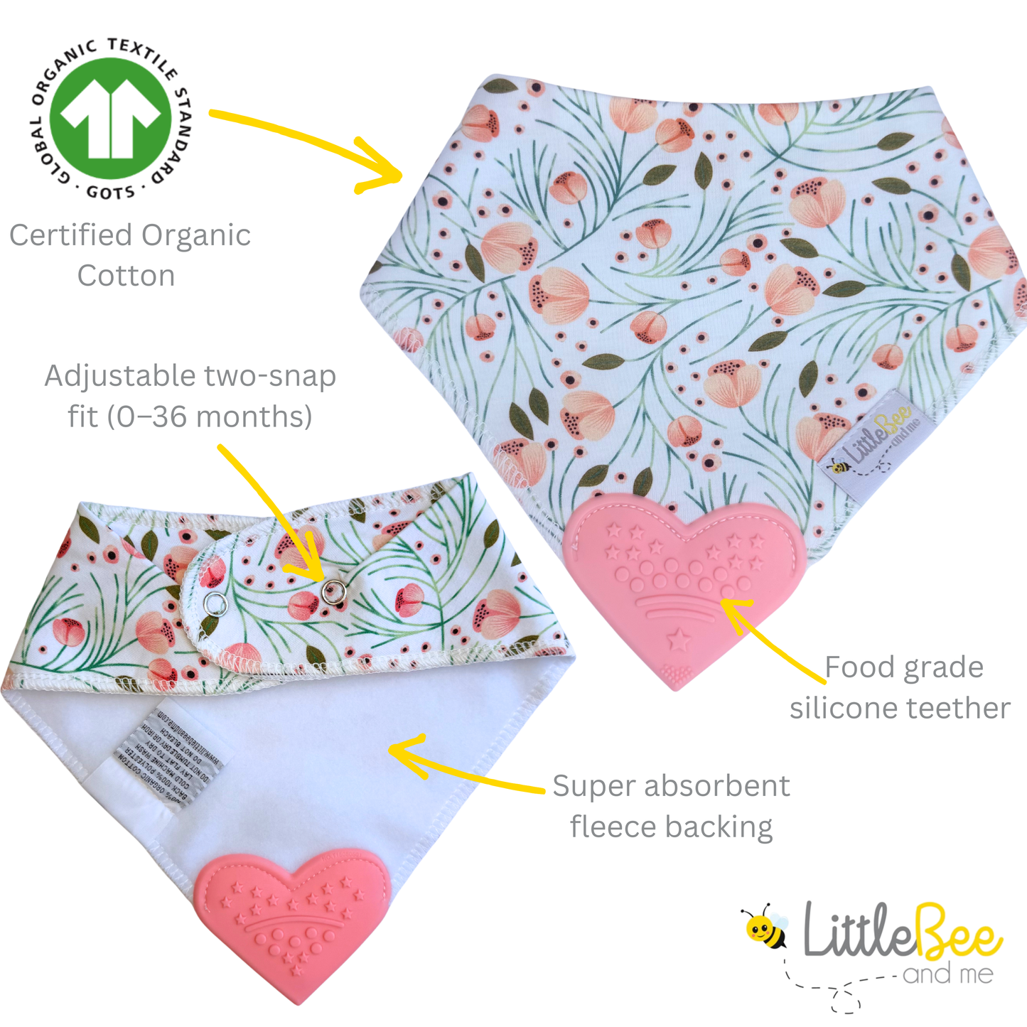Bloom & Bee – Organic Bandana Teether Bibs (Set of 4)