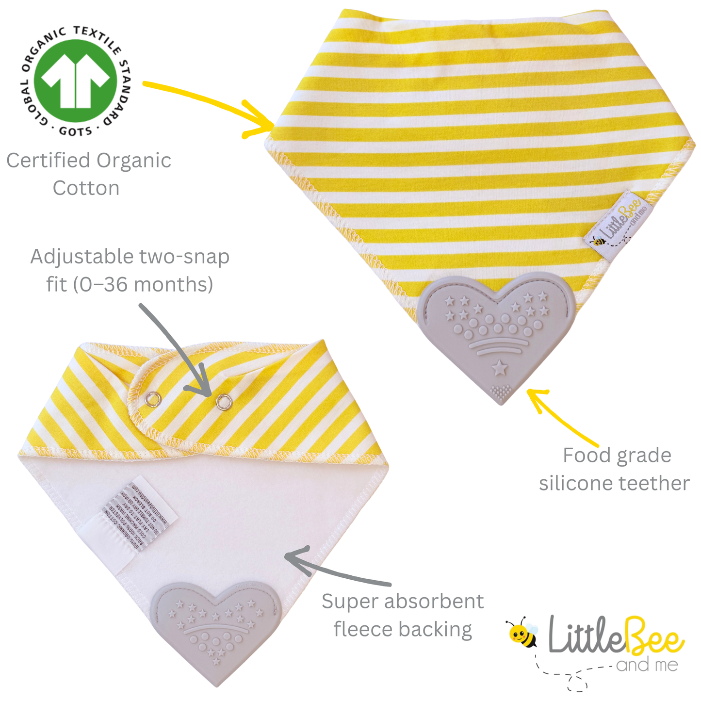 Buzz & Beam – Organic Bandana Teether Bibs (Set of 4)