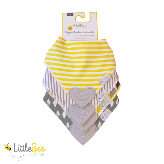 Buzz & Beam – Organic Bandana Teether Bibs (Set of 4)