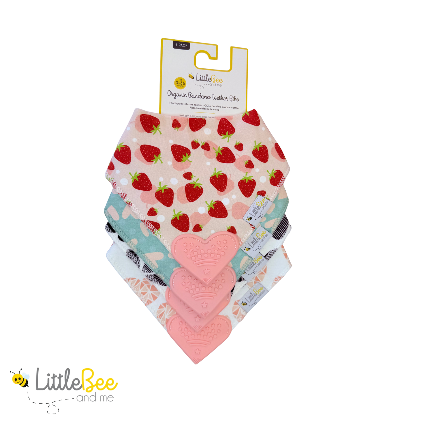 Berry Sweet– Organic Bandana Teether Bibs (Set of 4)