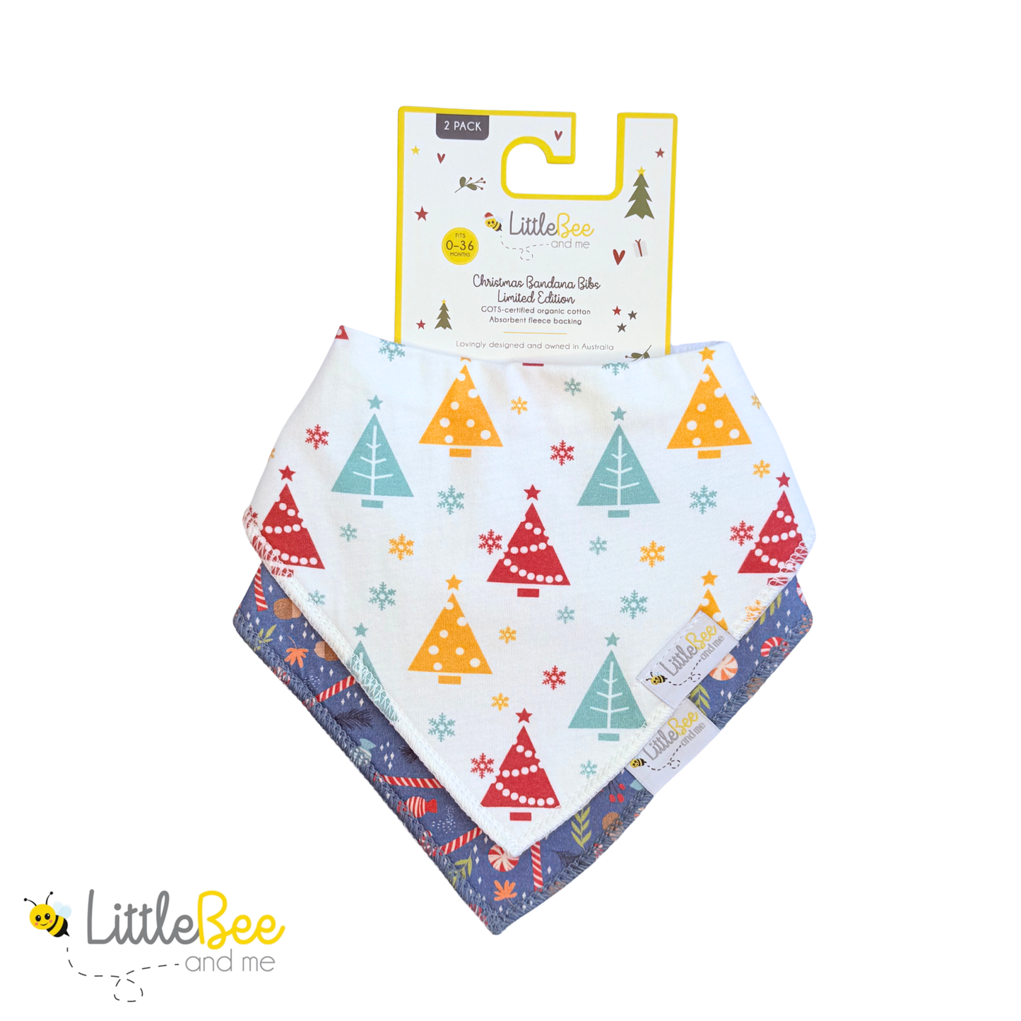 Merry Little Bee – Limited Edition Christmas Bandana Bibs (2-Pack)