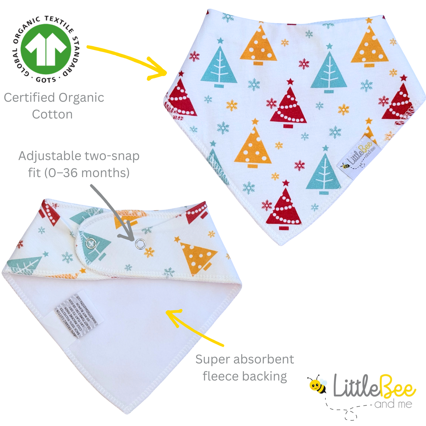 Merry Little Bee – Limited Edition Christmas Bandana Bibs (2-Pack)