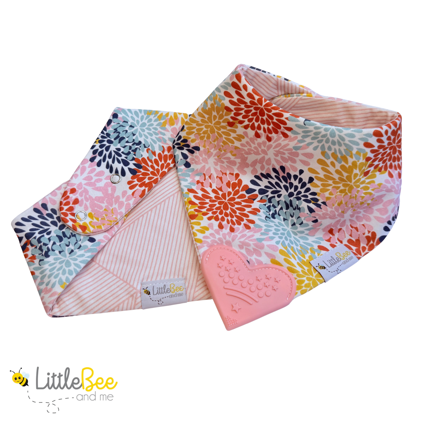 Bloom & Blush – Organic Reversible Teether Bib (Single Bib, 2 Looks)