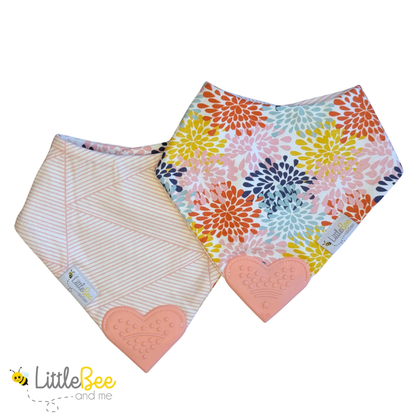 Bloom & Blush – Organic Reversible Teether Bib (Single Bib, 2 Looks)