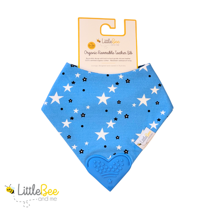 Starry Stripes – Organic Reversible Teether Bib (Single Bib, 2 Looks)