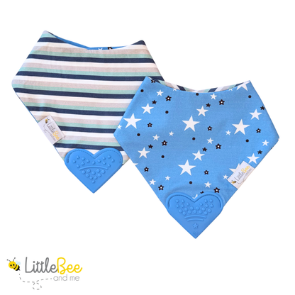 Starry Stripes – Organic Reversible Teether Bib (Single Bib, 2 Looks)