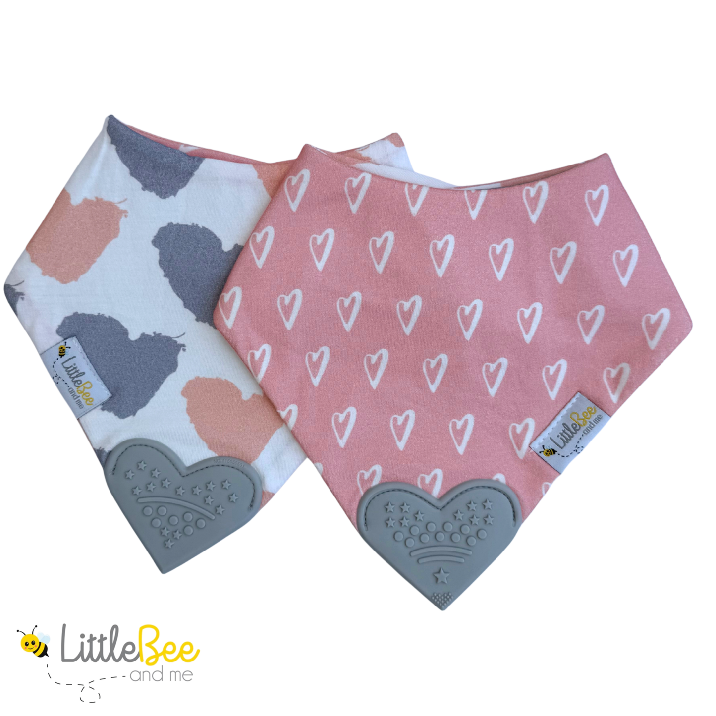 Hearts & Hugs - Organic Reversible Teether Bib (Single Bib, 2 Looks)