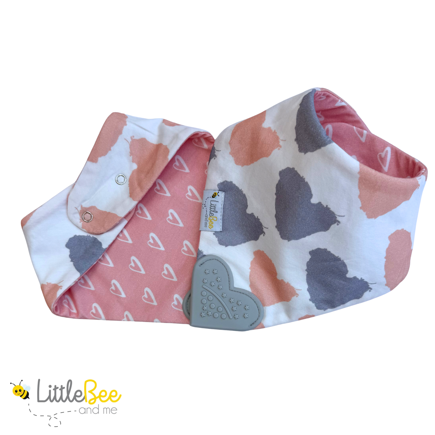 Hearts & Hugs - Organic Reversible Teether Bib (Single Bib, 2 Looks)