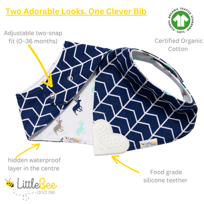 Arrow & Antler – Organic Reversible Teether Bib (Single Bib, 2 Looks)