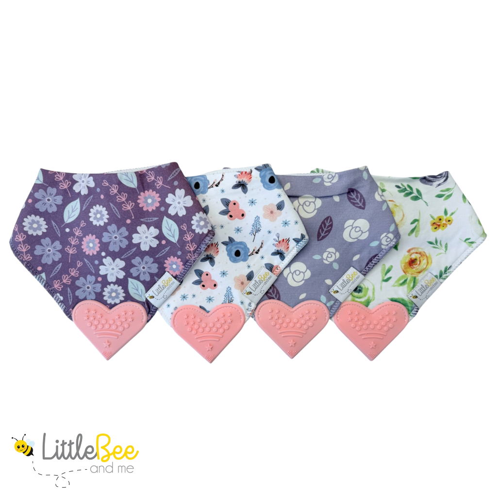 Violet Bliss - Organic Bandana Teether Bibs (Set of 4)