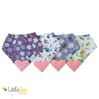 Violet Bliss - Organic Bandana Teether Bibs (Set of 4)
