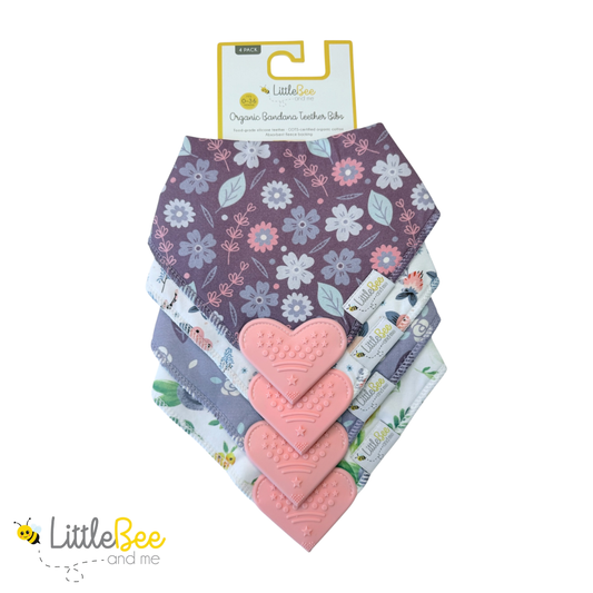 Violet Bliss - Organic Bandana Teether Bibs (Set of 4)