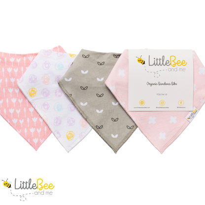 Dots & Blossoms Bandana Bibs - Set of Four - Little Bee & Me 
