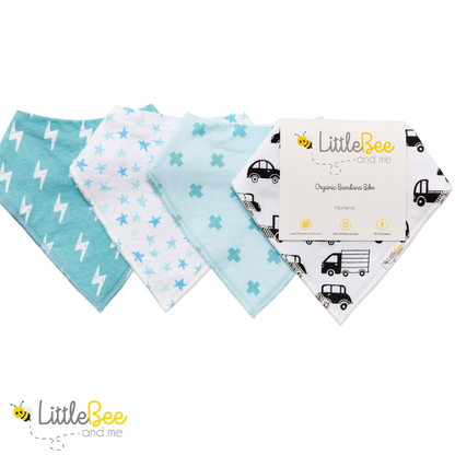 Stars & Cars Bandana Bibs - Set of Four - Little Bee & Me 