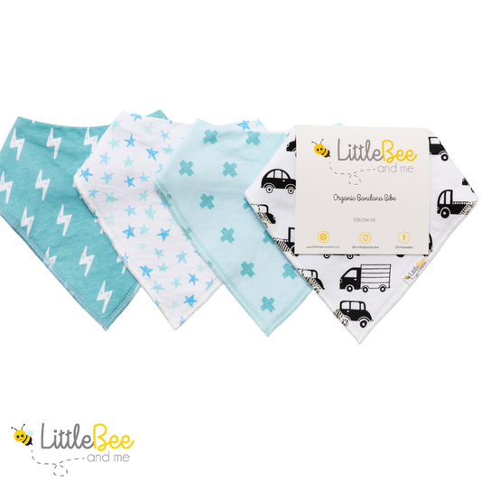 Stars & Cars Bandana Bibs - Set of Four - Little Bee & Me 