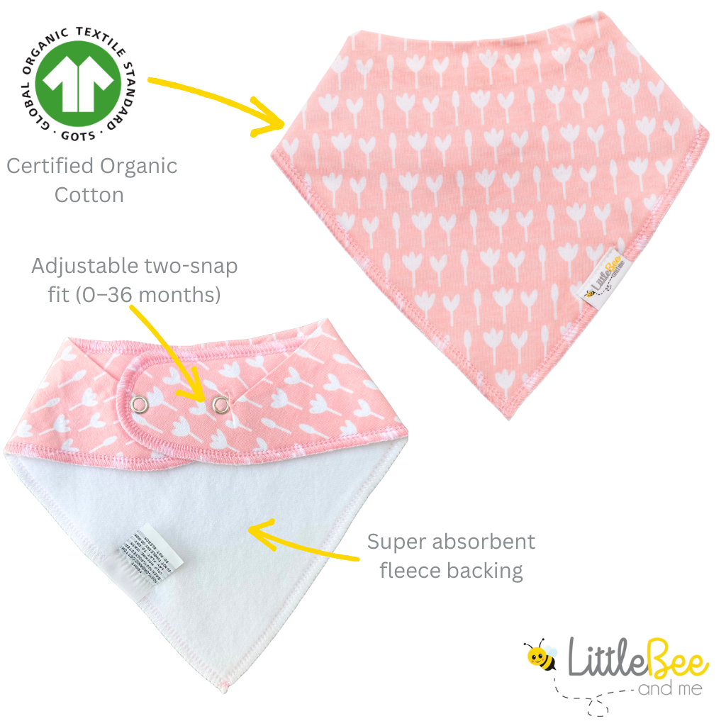 Dots & Blossoms Bandana Bibs - Set of Four - Little Bee & Me 