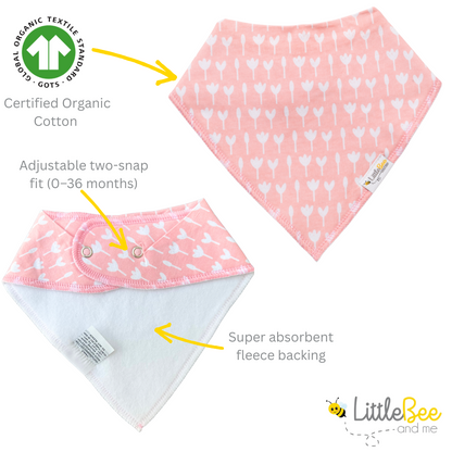 Dots & Blossoms Bandana Bibs - Set of Four - Little Bee & Me 