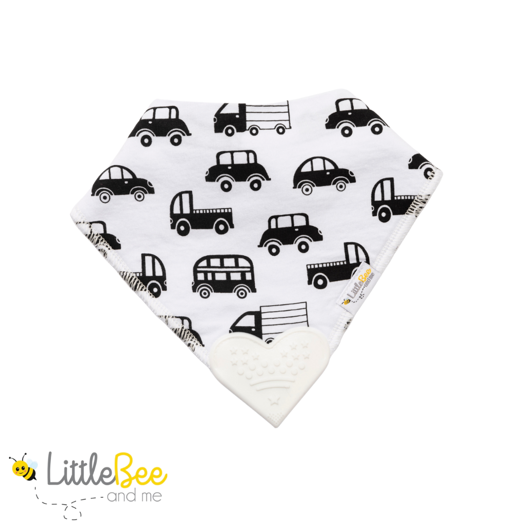 Vroom Vroom - Organic Bandana Teether Bib - Little Bee & Me 