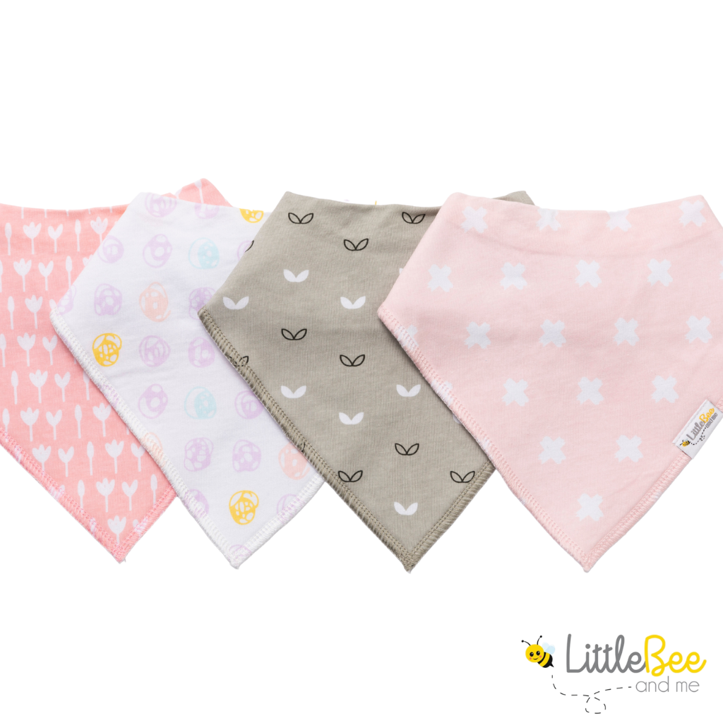 Dots & Blossoms Bandana Bibs - Set of Four - Little Bee & Me 