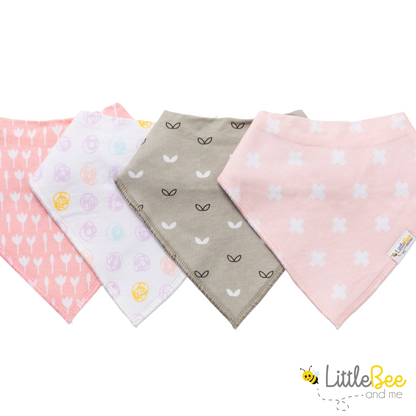 Dots & Blossoms Bandana Bibs - Set of Four - Little Bee & Me 