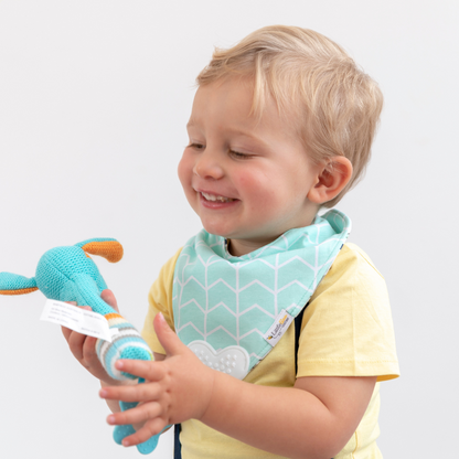 Bee Mint– Organic Reversible Teether Bib (Single Bib, 2 Looks) - Little Bee & Me 