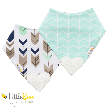 Bee Mint– Organic Reversible Teether Bib (Single Bib, 2 Looks) - Little Bee & Me 