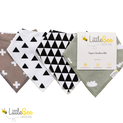 Shades of Monochrome Bandana Bibs - Set of Four - Little Bee & Me 