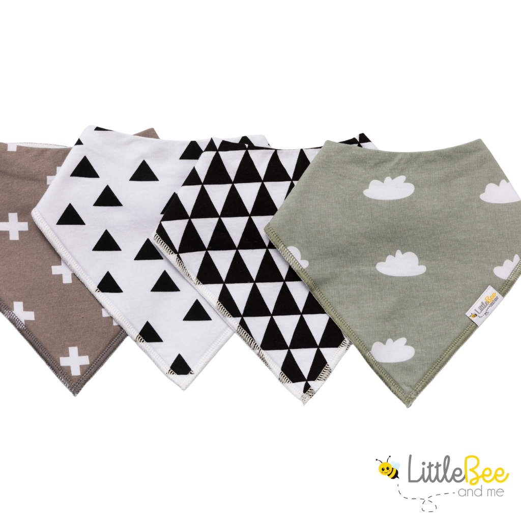 Shades of Monochrome Bandana Bibs - Set of Four - Little Bee & Me 