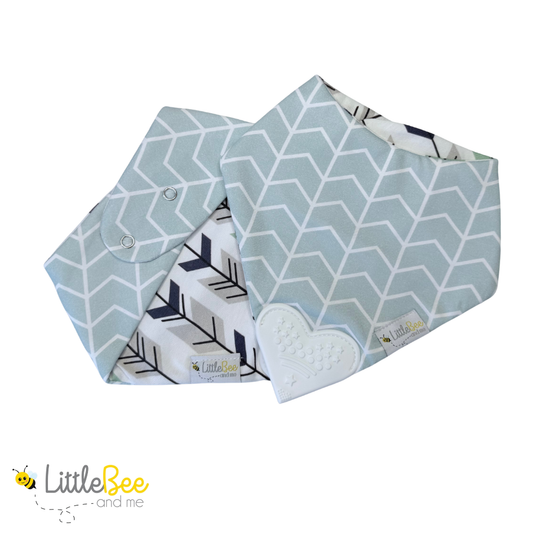 Bee Mint– Organic Reversible Teether Bib (Single Bib, 2 Looks)
